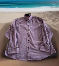 Pascal Morabito Unique Collar Shirt Geometric Print LS Button Mens 3XLT NWT