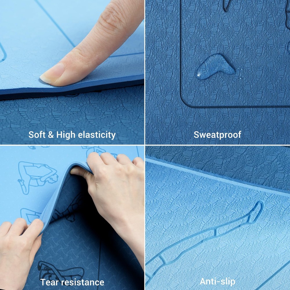 Non-Slip Double-Sided Yoga Mat with Poses for Women at Home