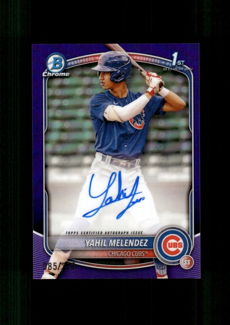2025 Bowman Chrome: Yahil Melendez Purple 1st Auto /250 RC NM-MT OR BETTER