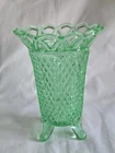 Imperial Glass Co. Green Vaseline Depression  Glass Open Lace Edge