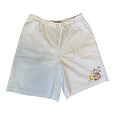 Vintage 90s M Elastic High Rise Mom Shorts Grannycore Cottage Coastal Grandma