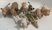 Anamalz Natural Wood Animal Toys Set of 8 Wooden Animals - GREAT SHAPE 
