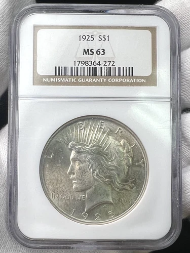 1925-P $1 Peace Dollar NGC MS63 90% Silver Philadelphia US Coin