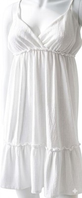 H&M Women s White Babydoll Mini Dress Med Tiered Cottagecore Spaghetti Strap NWT