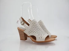 Born Perforated Sandals Womens 10M White Leather Open Toe Block Heel Shoes