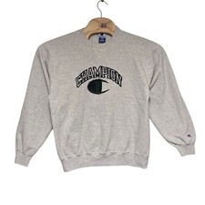 Vintage 90’s Champion Sweatshirt Men's Large Embroidered Gray Green USA Made