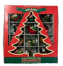 Christopher Radko Shiny Brite Mini Christmas Ornament Blown Glass Set 12 Box