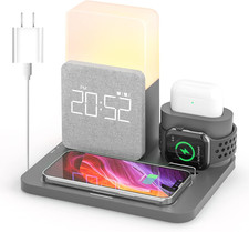 Wireless Charging Station, 3 in 1 Charging Station, Alarm Clock with Wireless Ch