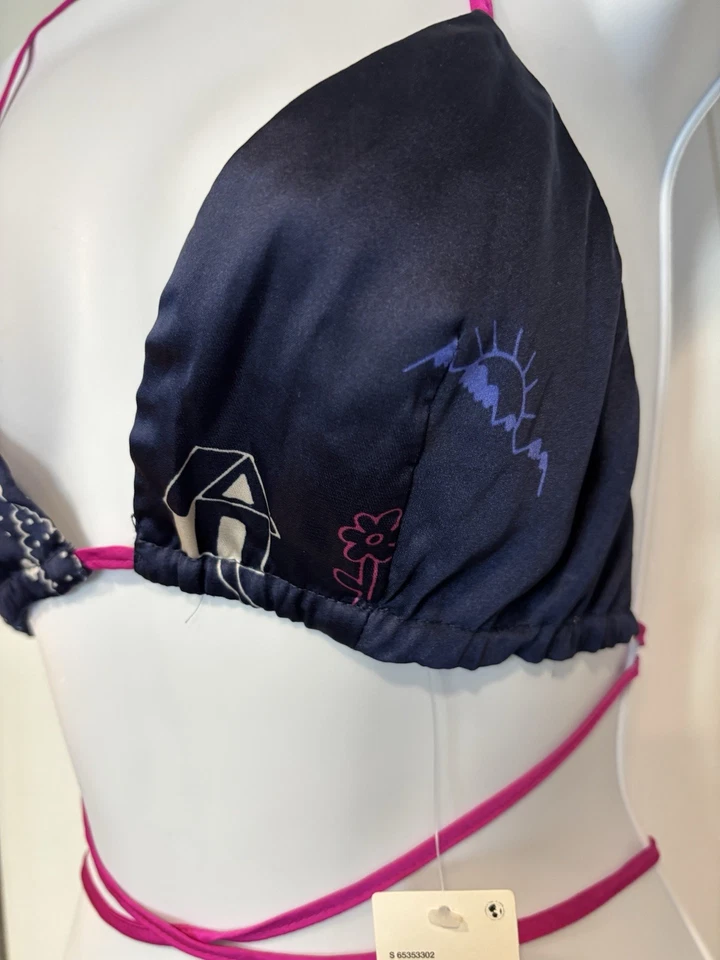 Bralette Urban Outfitters Out from Under Talla Mediana Tirantes Largos Azul Marino y Rosa  Foto 3 de 4