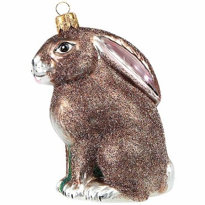 BROWN HARE RABBIT EUROPEAN BLOWN GLASS CHRISTMAS GIFT ORNAMENT FOREST ANIMAL