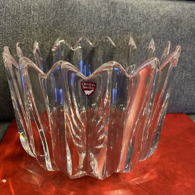  ORREFORS SWEDEN  Design Jan Johansson Crystal Schale  D 19 cm, H 14 cm, schwer 