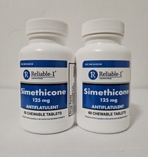  2-Pack Reliable-1 Simethicone Gas Relief 125mg 60 Chewables Tablets 07/2027 
