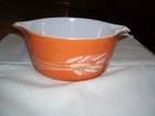 Vintage Pyrex 474-B Autumn Harvest Wheat Pattern Orange Casserole Bowl No Lid