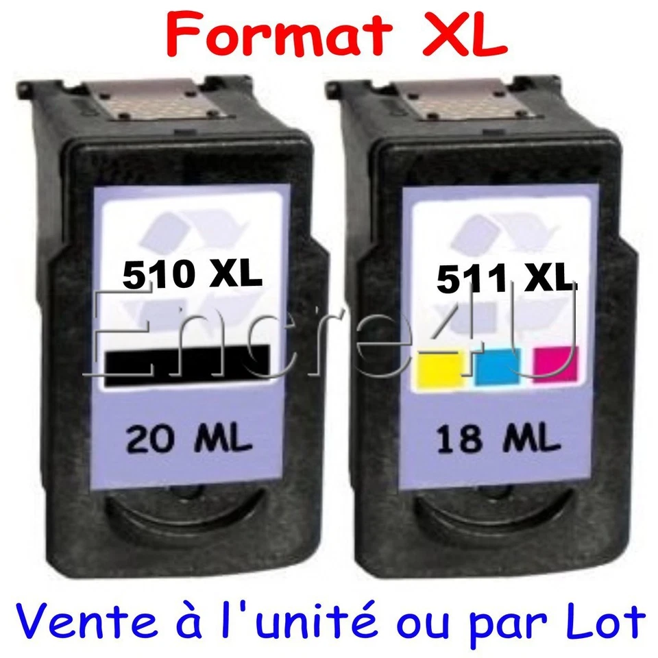 Cartouches d'encre remanufacturées CANON PG-510 XL et CL-511 XL ( PG510 CL511 ) - Photo 1/1