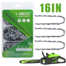 3PK 16" Chainsaw Chain For GREENWORKS CS60L252/20312/ CS48L4411 56DL 3/8LP .050"