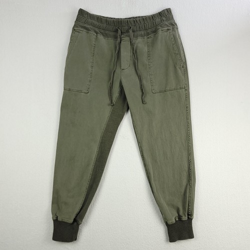 James Perse Mixed Media Hose Damen 3/L Army Grün Baumwollmischung Jogger Taschen