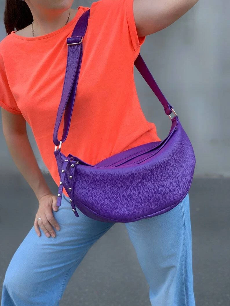 COACH Borsa a tracolla donna VERA PELLE borsetta donna viola viola tracolla