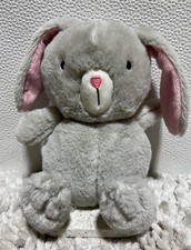 Tesco Silver Grey Bunny Rabbit Pink Ears Plush Soft Comforter Toy 10”