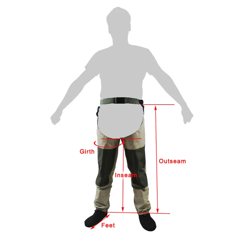 Fly Fishing Waders Stocking foot Hip Breathable Thigh Waterproof Leg Pants Wader - Image 3 of 4