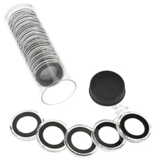 20 AirTite 19mm Black Ring US Penny/Cent Coin Holders & Black Plug Capsule Tube