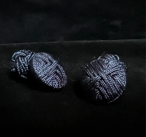 Prince of Scots Round Cap Silk Knot Cufflinks Solid Navy Blue Mens Formal Set