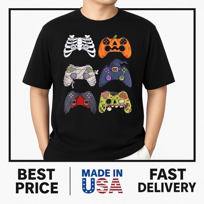 Halloween Skeleton Zombie Gaming Controllers Mummy Boys Kids T-Shirt HOT TREND