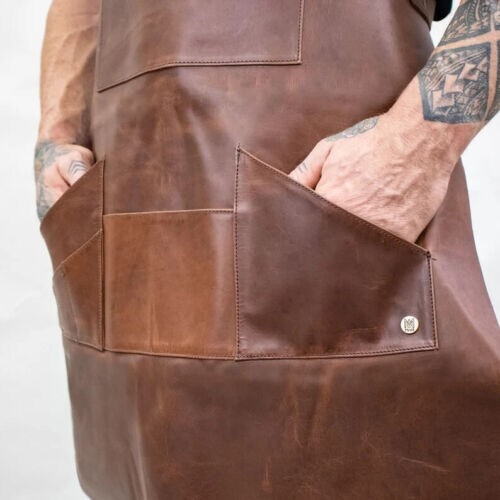 Apron Leather Bbq Butcher Chef Cooking Men Brown Workwear New Blacksmith Best - Picture 3 of 5