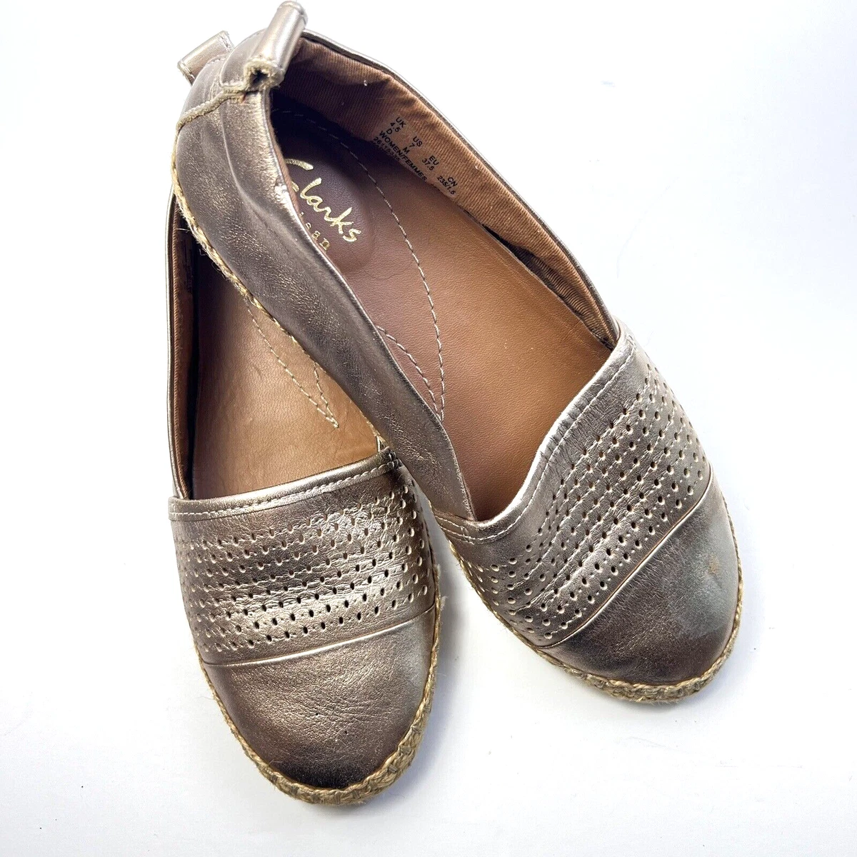 Clarks gold flats deals
