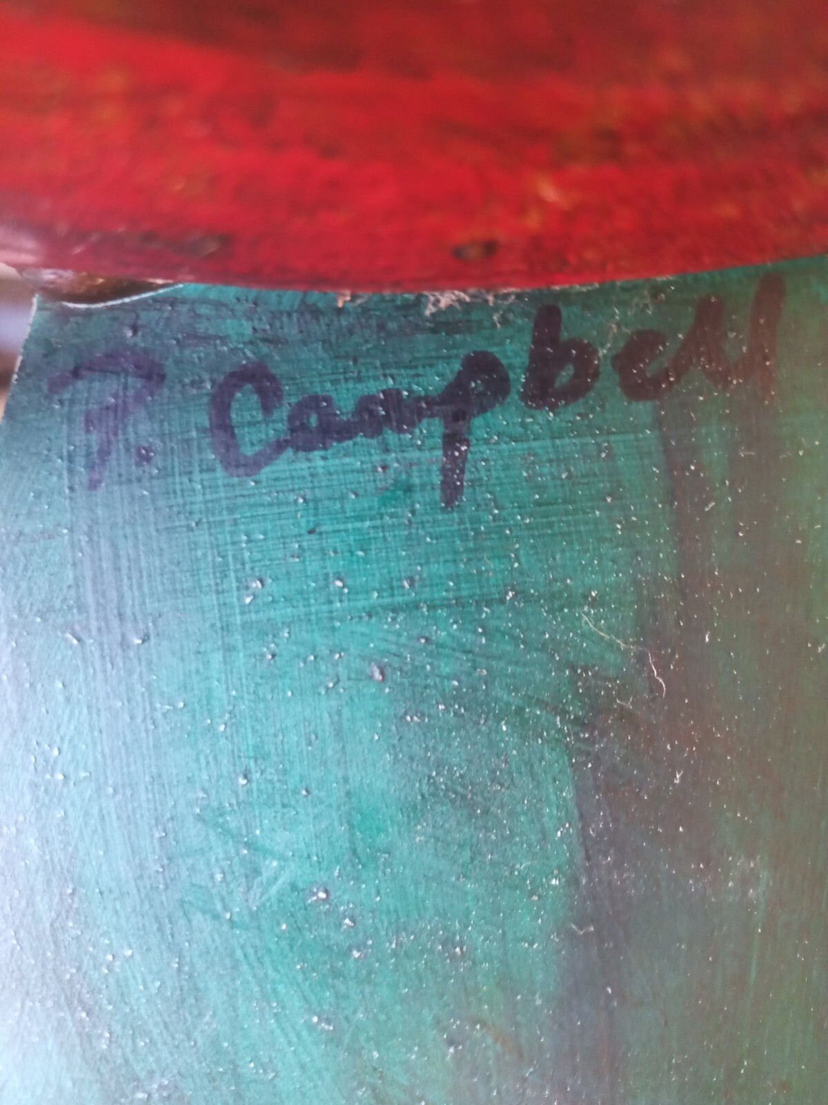 Vtg Carved Wooden Spearing Fish Sunfish Decoy P. Campbell Folk art 18"