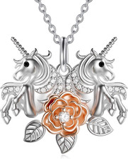 Unicorn Necklace 925 Sterling Silver Good Luck Pendant Gifts for Girls Women Her