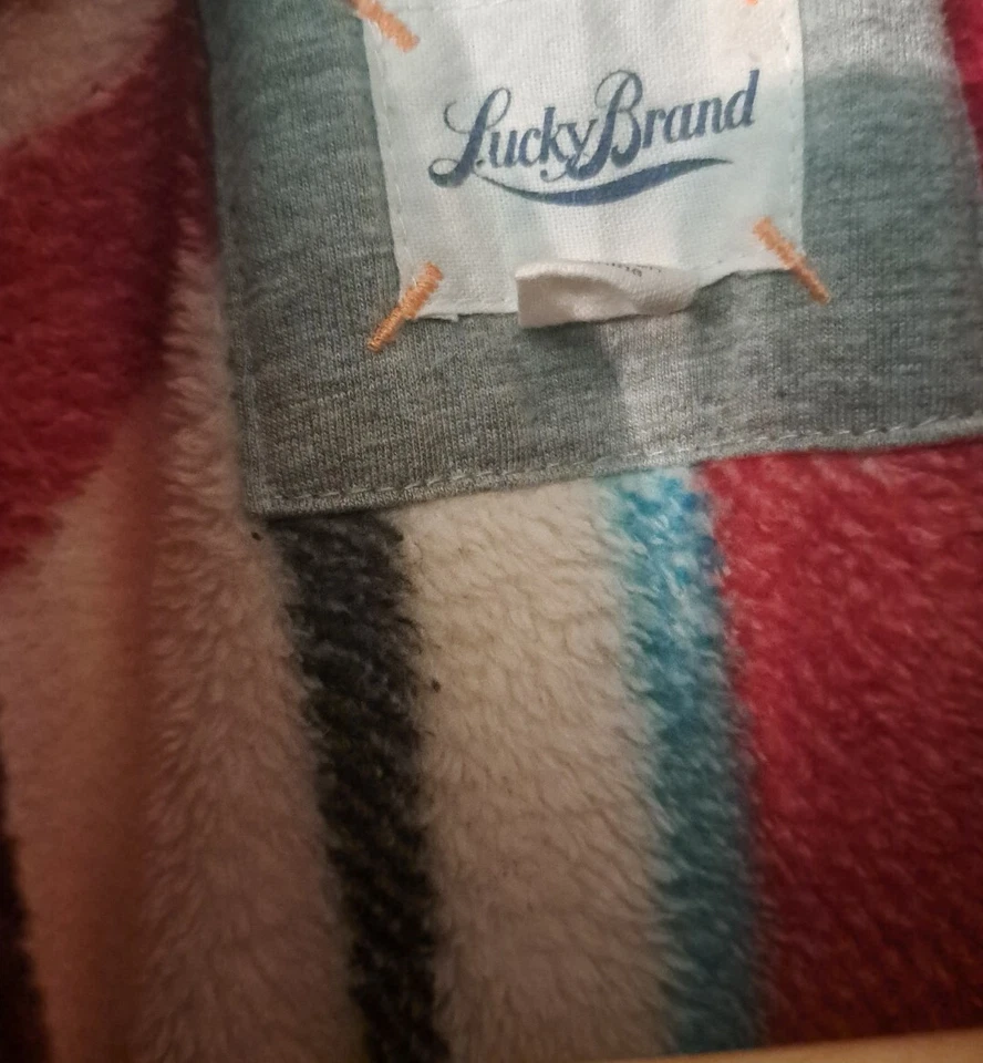 Bata con bolsillos y cuello chal Lucky Brand para mujer - cuadros rojos - MEDIDAS XXL Foto 4 de 4