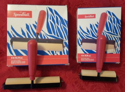2 ~ SPEEDBALL Soft Rubber Rollers 6'', 4''  Brand New (0pen Boxes) Made In USA