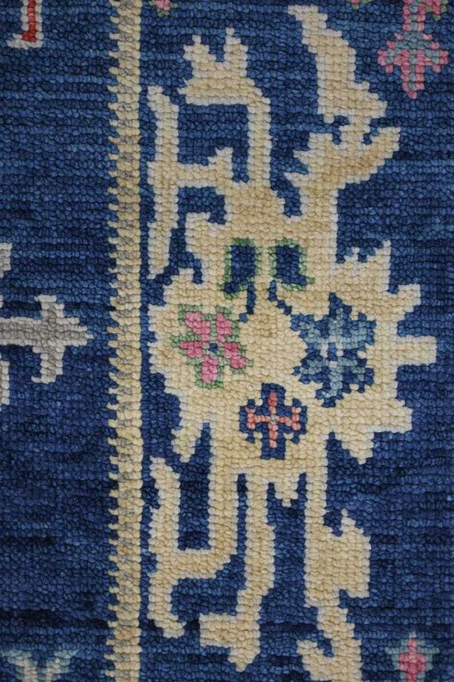 Oushak Turkish Rug Hand Knotted Blue Floral Rugs Living 8x10,9x12 10x14