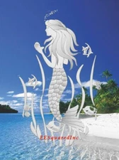 Mermaid OVAL Static Cling Window Decal 4x6 inches for Glass Doors or Mirrors