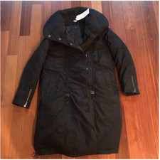 Theory New Long Black Down Parka Rip-cord And Zipper Detail 2