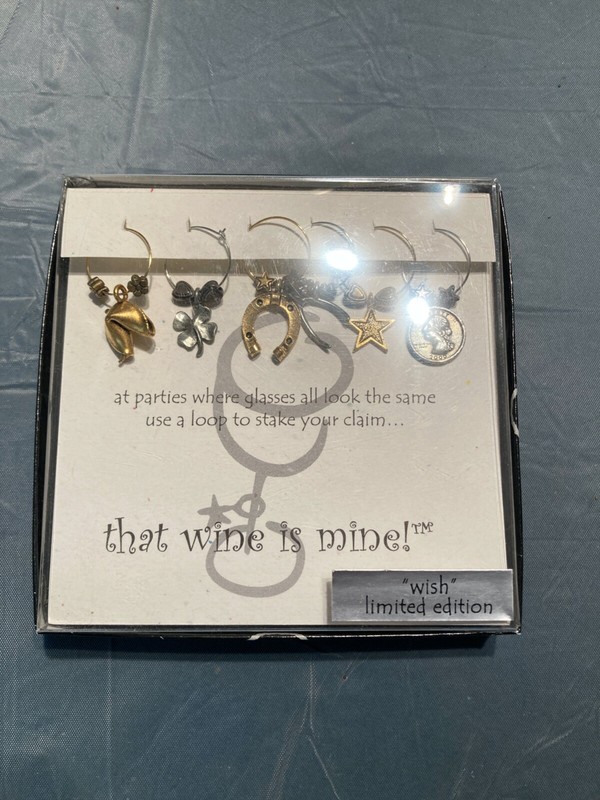 Doodles That Wine is Mine "Wish" Limited Edition 6-Piece Wine Glass Charms 1999
