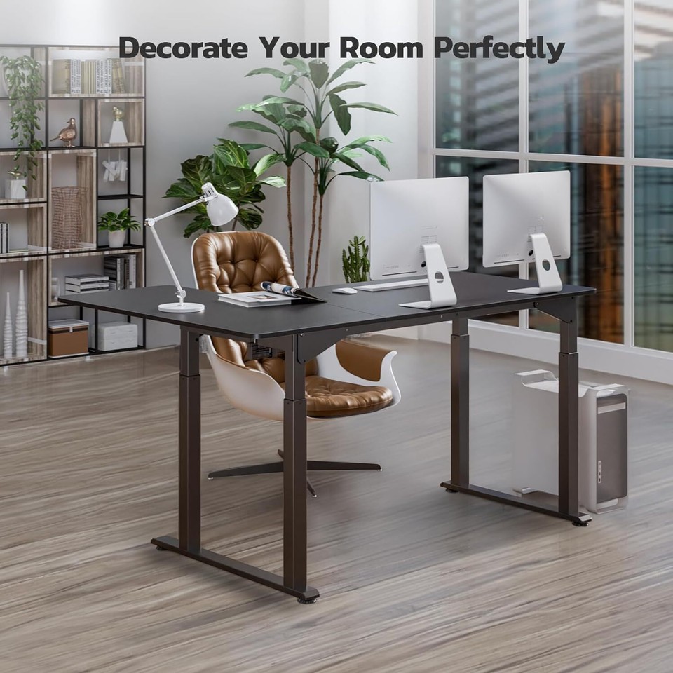 L Shaped Standing Desk Adjustable Height 63 inch 71 inch Electric