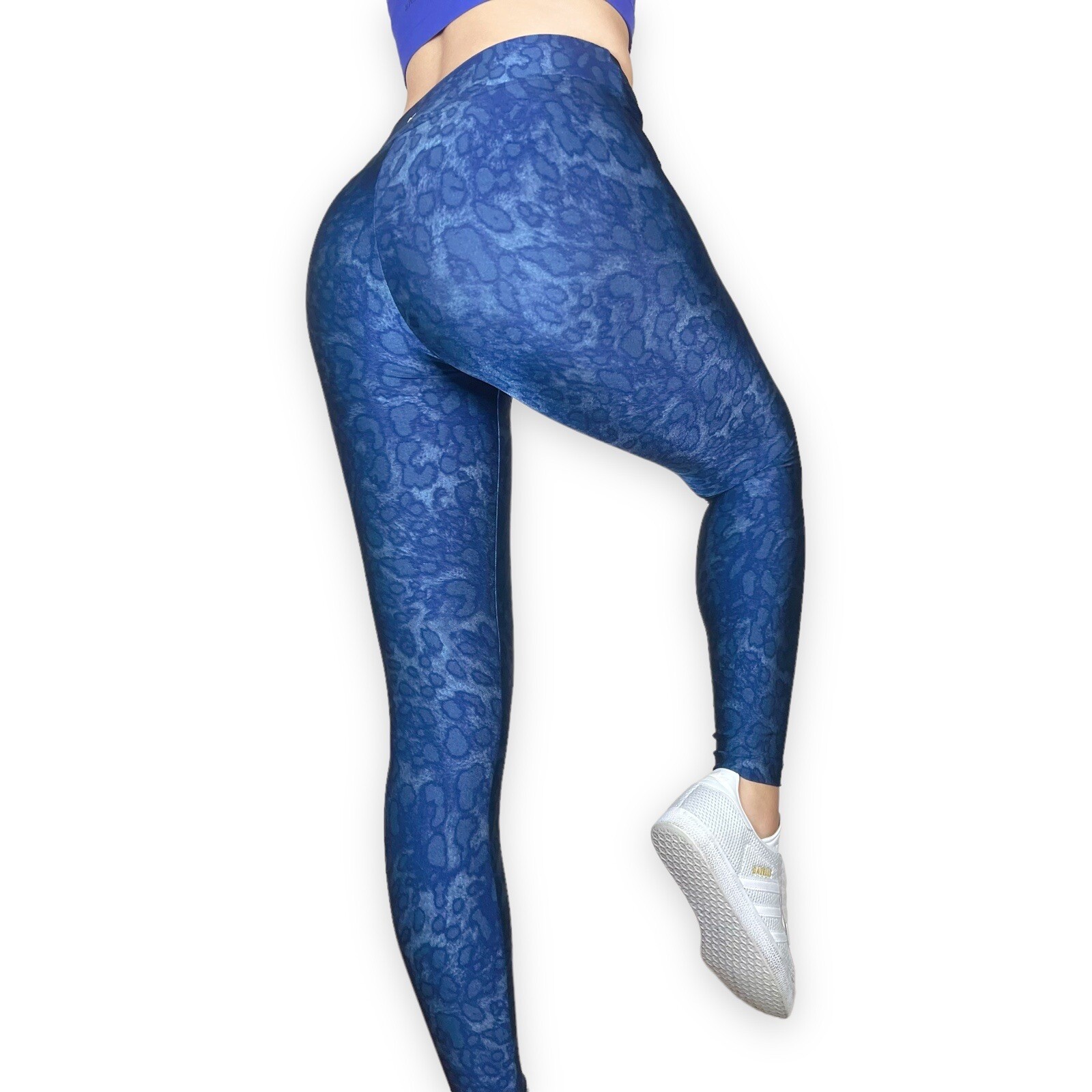 KORAL Liquid Metallic Blue Cheetah Print Leggings… - image 1