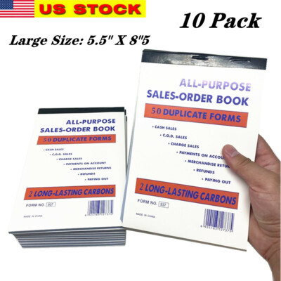 10x Large 50 Sets 5.5'' X 8.5'' Sales Book Order Receipt Invoice Carbonless Copy