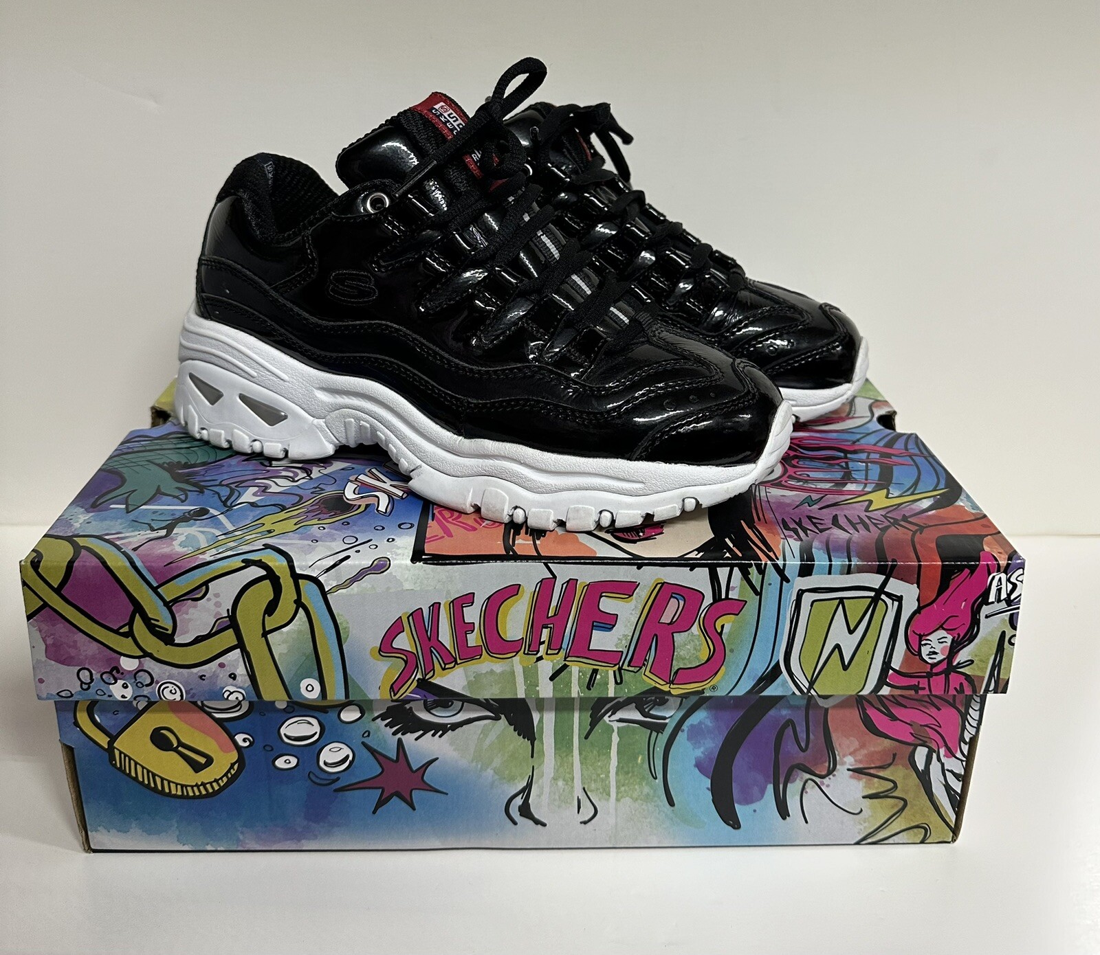 M Skechers Energy Thriller Knight In Black Chunky Sneakers