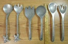 LOT OF VINTAGE METAL SERVING SPOONS & FORKS ( 6 PIECES ) 