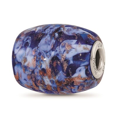 Reflection Beads Sterling Silver Handmade Blue Glitter Danube Fenton Glass Bead