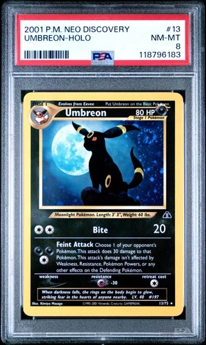 2001 POKEMON NEO DISCOVERY #13 UMBREON-HOLO PSA 8