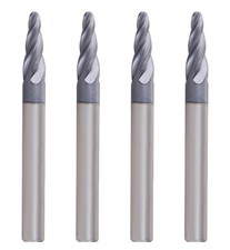 4PC 3/32" Carbide Endmill 4 Flute Ball Nose 7deg taper per side TiAlN