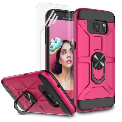 Galaxy S7 Edge Case, S7 Edge Case with HD Screen Protector, 360 Rotatable Met...