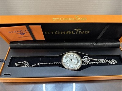 Stuhrling Pocket Watch Silver Montres de Poche Versailles 616 51mm  Open Box