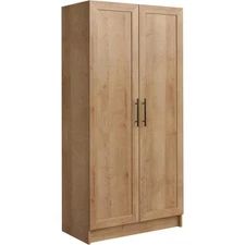 Natural Oak Tall Accent Kitchen Pantry Storage Cabinet Buffet