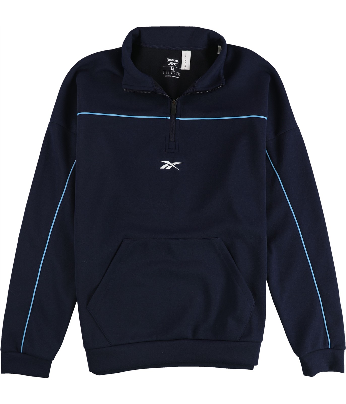 Reebok Mens Workout Ready Doubleknit 14 Zip Sweatshirt Blue Medium 6190₽