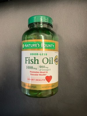 Nature's Bounty Maximum Strength Fish oil 1400mg, 980mg of Omega-3, 130 Softgels