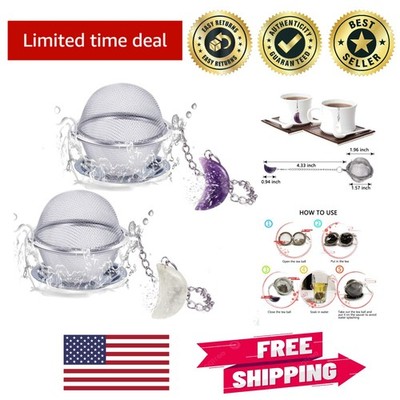 Elegant 2pc Tea Infuser Set: Stainless Steel Ball Strainer with Crystal Hook